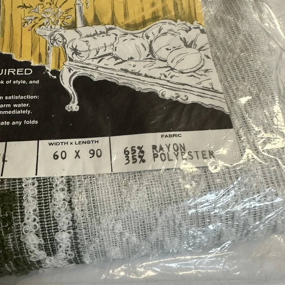 Vintage Curtains Retro Green White Knit Curtains Tailored Panels 60